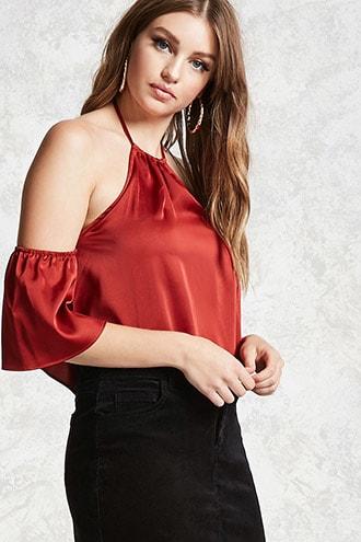 Forever21 Contemporary Satin Halter Top