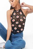 Forever21 Floral Open-knit Halter Top