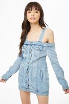 Forever21 Open-shoulder Denim Mini Dress