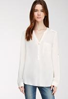 Forever21 Contemporary Collarless Popover Blouse