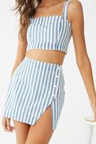 Forever21 Striped Crop Top And Mini Skirt Set