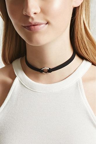 Forever21 Geo Faux Suede Choker