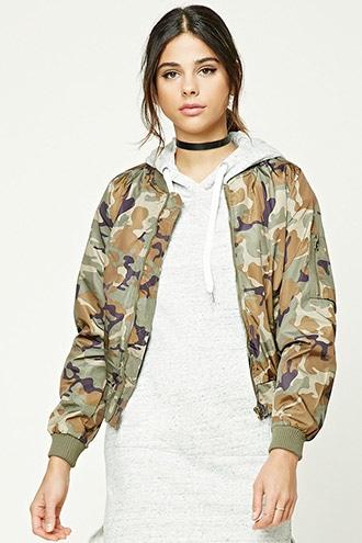 Forever21 Camo Print Bomber Jacket