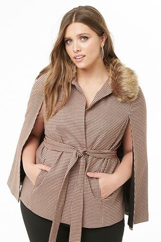 Forever21 Plus Size Houndstooth Cape Jacket