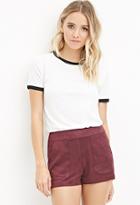 Forever21 Women's  Faux Suede Shorts (aubergine)
