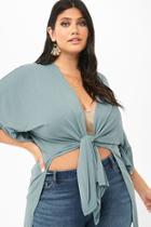 Forever21 Plus Size Tie-front Ruffle-sleeve Cardigan