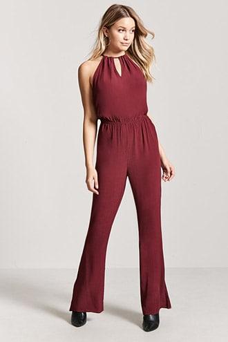 Forever21 Wide-leg Crepe Halter Jumpsuit