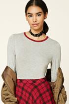 Forever21 Women's  Heather Grey & Wine Ringer Tee Bodysuit
