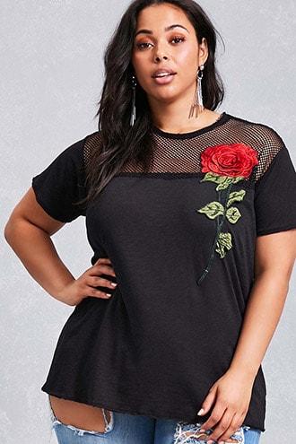 Forever21 Plus Size Floral Applique Tee