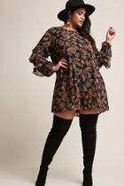 Forever21 Plus Size Paisley Tiered Ruffle-sleeve Dress