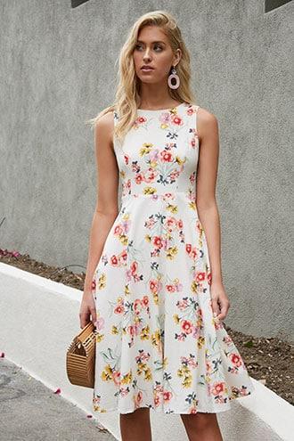 Forever21 Floral Print A-line Midi Dress