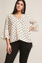 Forever21 Plus Size Textured Polka Dot Surplice High-low Top