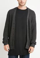 21 Men Marled Patch-sleeve Cardigan (charcoal Heather)
