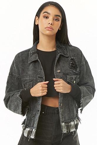 Forever21 Distressed Short-sleeve Denim Jacket