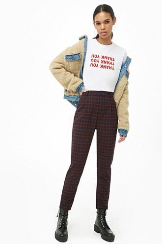 Forever21 High-rise Plaid Pants