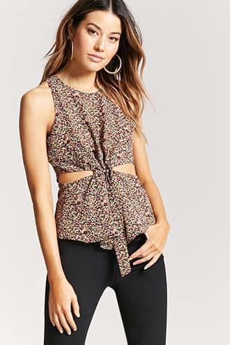 Forever21 Floral Cutout Waist Top
