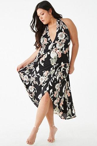 Forever21 Plus Size Floral Halter Midi Dress