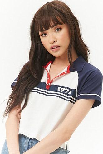 Forever21 Striped 1971 Graphic Polo