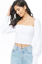 Forever21 Button-front Peasant Crop Top