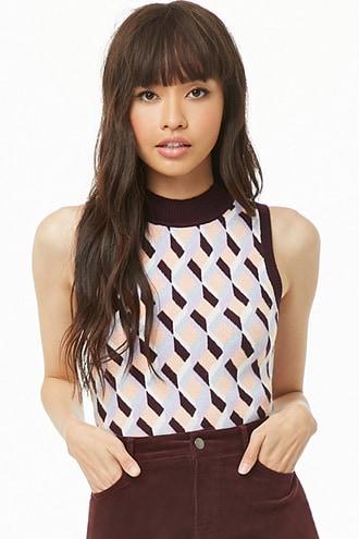 Forever21 Sweater-knit Geo Print Top