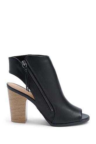 Forever21 Faux Leather Peep Toe Booties