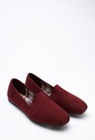 Forever21 Women's  Faux Suede Loafers (wine)