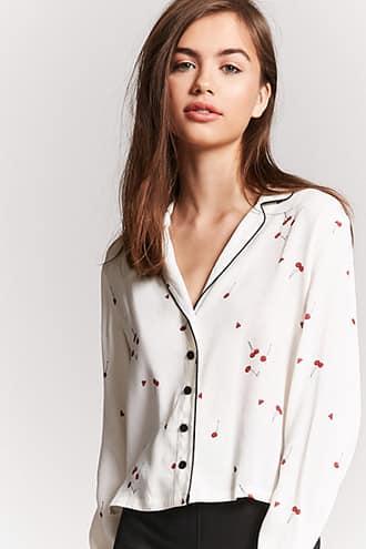 Forever21 Contrast Cherry Print Shirt