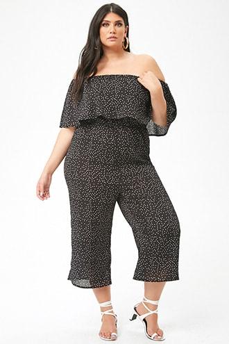 Forever21 Plus Size Polka Dot Culotte Jumpsuit