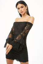 Forever21 Sheer Lace Off-the-shoulder Mini Dress