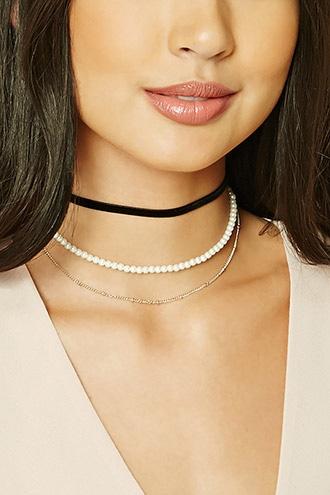 Forever21 Faux Pearl Choker Set