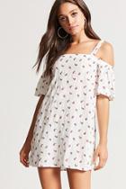 Forever21 Open-shoulder Floral Embroidered Dress