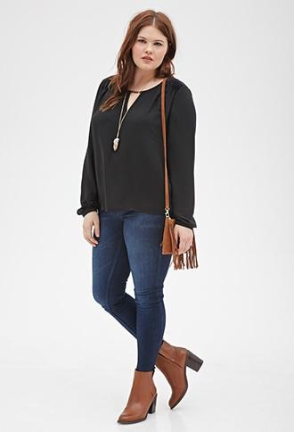 Forever21 Plus Size Paneled Velveteen Blouse