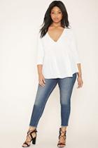 Forever21 Plus Women's  Plus Size Frayed Skinny Jeans