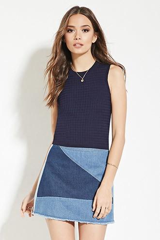 Love21 Women's  Navy Contemporary Sweater Top