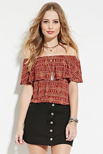 Forever21 Women's Off-the-shoulder Ornate Top