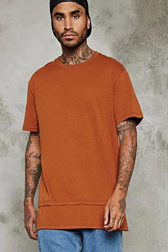 21 Men Men's  Layered Hem Longline Tee