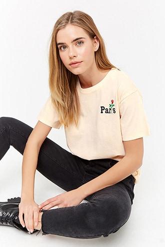 Forever21 Embroidered Paris Graphic Tee