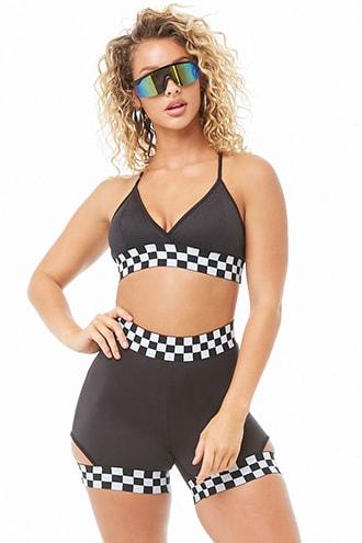 Forever21 Checkered Crop Cami & Shorts Set
