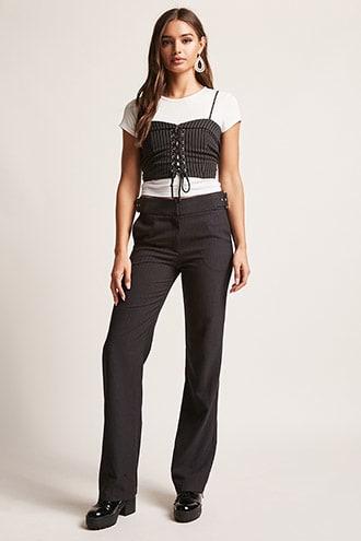 Forever21 Pinstripe Straight-leg Pants