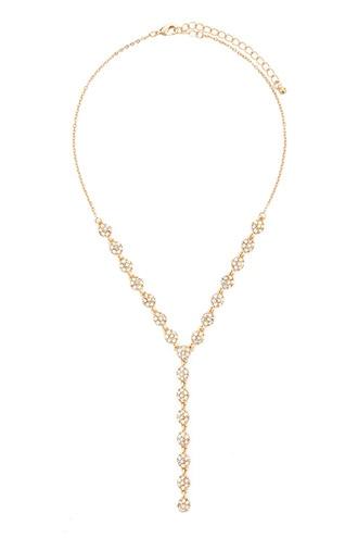 Forever21 Floral Rhinestone Drop Necklace