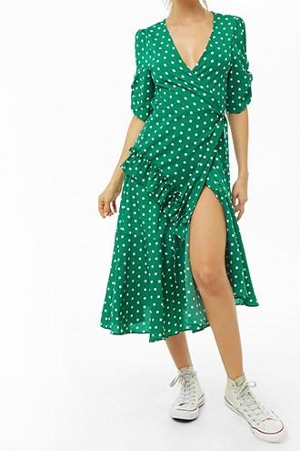 Forever21 Ruffle Polka Dot Wrap Dress