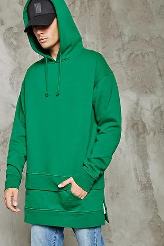 21 Men Men's  Double-hem Longline Hoodie