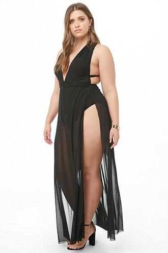 Forever21 Plus Size Sheer Mesh Twofer Dress