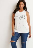 Forever21 Plus Get Lost Splattered Muscle Tee