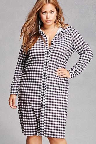 Forever21 Pink Clove Plaid Shirt Dress