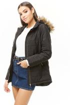 Forever21 Faux Fur-trim Hooded Puffer Jacket