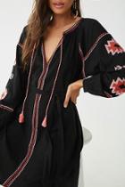 Forever21 Tribal-inspired Embroidered Peasant Dress