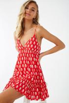 Forever21 Abstract Print Ruffled Cami Dress