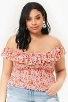Forever21 Plus Size Smocked Ditsy Floral Print Top