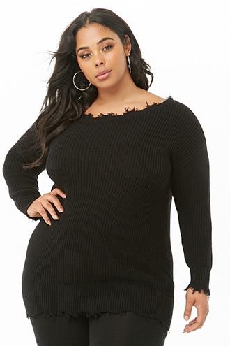 Forever21 Plus Size Frayed Ribbed Tunic